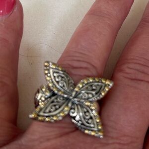 Sterling silver /18k leaf ring